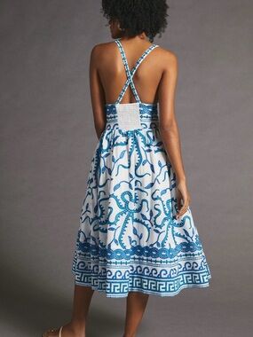 Maeve by Anthropologie Sun Dress with Blue Embroidery